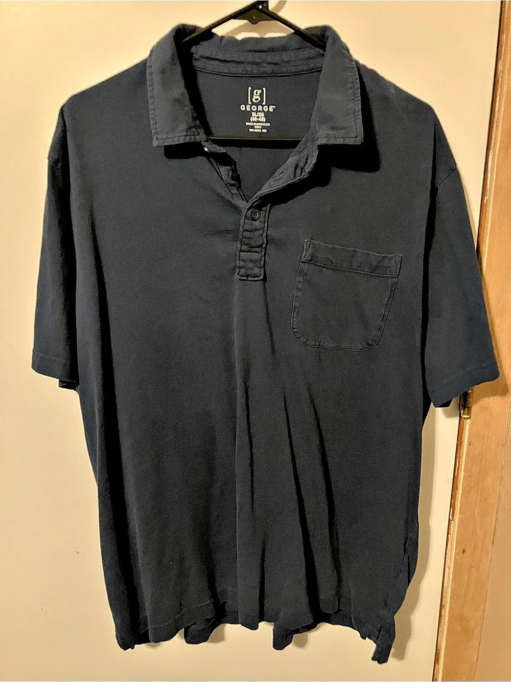 George Men's Short Sleeve Jersey Polo with Pocket Black Medium